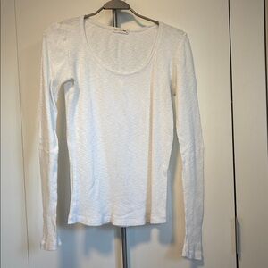Rag & Bone Scooped Neck Ribbed Long Sleeve Top